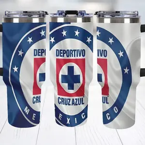 Cruz Azul FC 40oz Insulated Tumbler Stainless Steel Thermal Mug Large Capacity 40oz With Handle BPA-Free Lead-Free Dishwasher Safe Drinkware Flasks