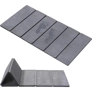 Foldable Stone Bath Mat, 31.5" x 15.75" Non Slip Bath Mats, Super Absorbent Diatomaceous Earth Mats, Compact and Easy to Store Bath Mats for Bathroom, Dark Grey