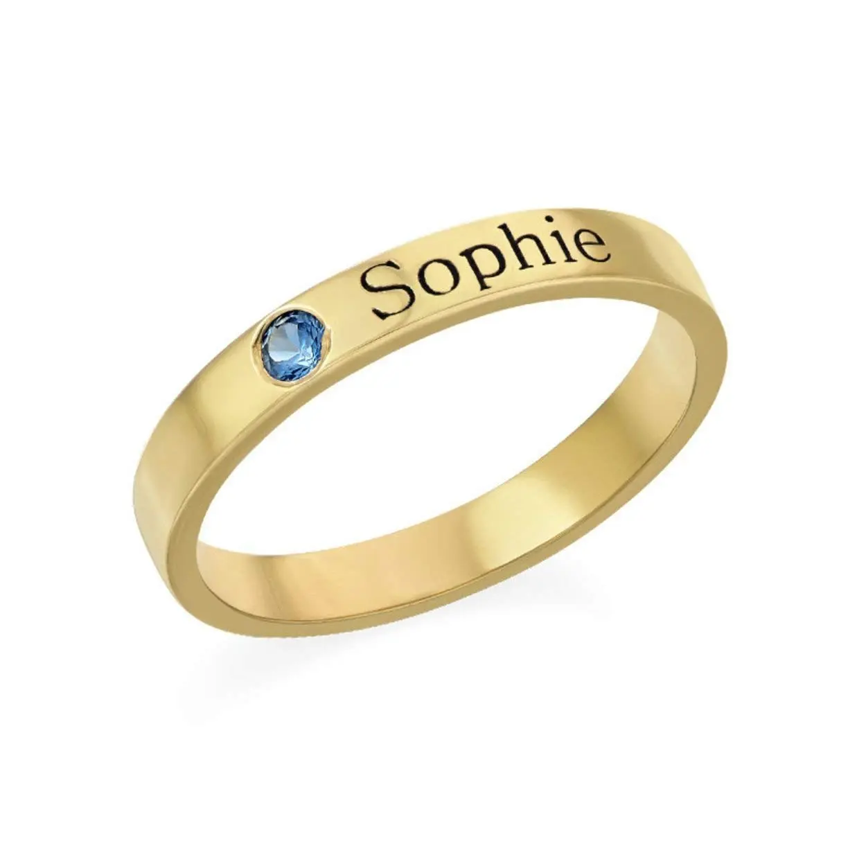 S925 Silver Stackable Name Ring with Birthstone – Custom Engraved Minimalist Jewelry Gift for Mom, Daughter, Bridesmaid, or Birthday