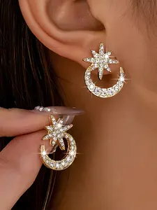 Trendy Fashion Artificial Crystal Women's Earrings Suitable for Daily Wear Holiday Gifts, Boho Style Alloy Material, All Seasons, Shining Earrings