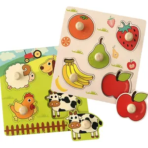 2 Counts Shape Matching Puzzles Board Set, Mushroom Nail Wooden Jigsaw Toy, Kids Hand Grasp Peg Board, Baby Montessori Early Education Fruit Cognitive Puzzle Toy, Cognitive Montessori Puzzles Gift, Wooden Toys, Birthday Gift, Busy Board, Activity Game