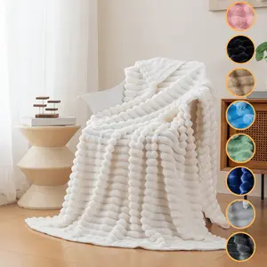 1pc Flannel blanket, simple, soft, thick and warm striped shawl blanket, artificial wool fleece blanket, suitable for beds, sofas, office nap, camping and home blankets, exquisite Christmas, birthday, Thanksgiving gift blankets, multi colored options