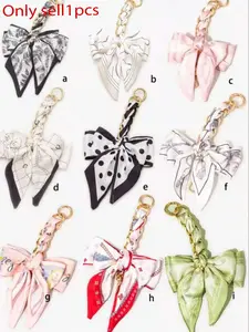 Elegant Bow Bag Charm-Floral Scarf Keychain wit.. Fashion Bag Charms