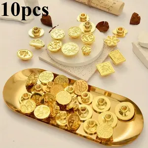 10pcs Fire lacquer wax random relief seal retro style decoration self-adhesive invitation letter envelope love letter seal sticker fire lacquer seal does not repeat the style