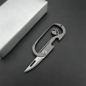 Mini Multi-Functional Folding Knife with 440C Steel, Compact Pocket Knife with Keychain for Outdoor Camping Hiking Fishing, Portable Multipurpose Knives