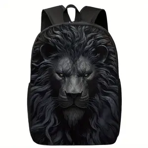 Stylish Black Lion Backpack Unisex Large Capacity Backpack - Stylish Black Lion Print, Lightweight & Adjustable, Durable Polyester Lining, Perfect for School, Work, or Casual Outings, Casual Daypack Stylish Backpack