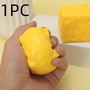 Creative Cheese Block Squeeze Toy, Slow Bounce Stress Relief, Maltose Squeeze Fun, Relaxing and Fun Gift for All Ages, Stress Relief Fidget