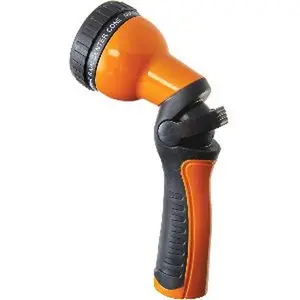 Dramm One Touch Revolution 9 Pattern Spray Gun with Thumb Control Water Flow, Perfect for Water Restricted Areas when Watering Plants, Pots, Baskets, Vegetables, Orange