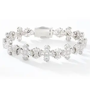 【#B358】Cross-shaped paving Ice Out Bracelet UCCIYO Sparkling Synthetic Moissanite Chain Bracelet S925 Sterling Silver