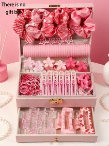 181 Valentine's Day Rose Red Pink Square Bauhinia Hairpin Hair Rope Hair Rope Set Various Styling Fashion All-match High-end Elegant Temperament Simple Minimalist Style Hair Rope Hair Accessories Suitable for Daily Going Out