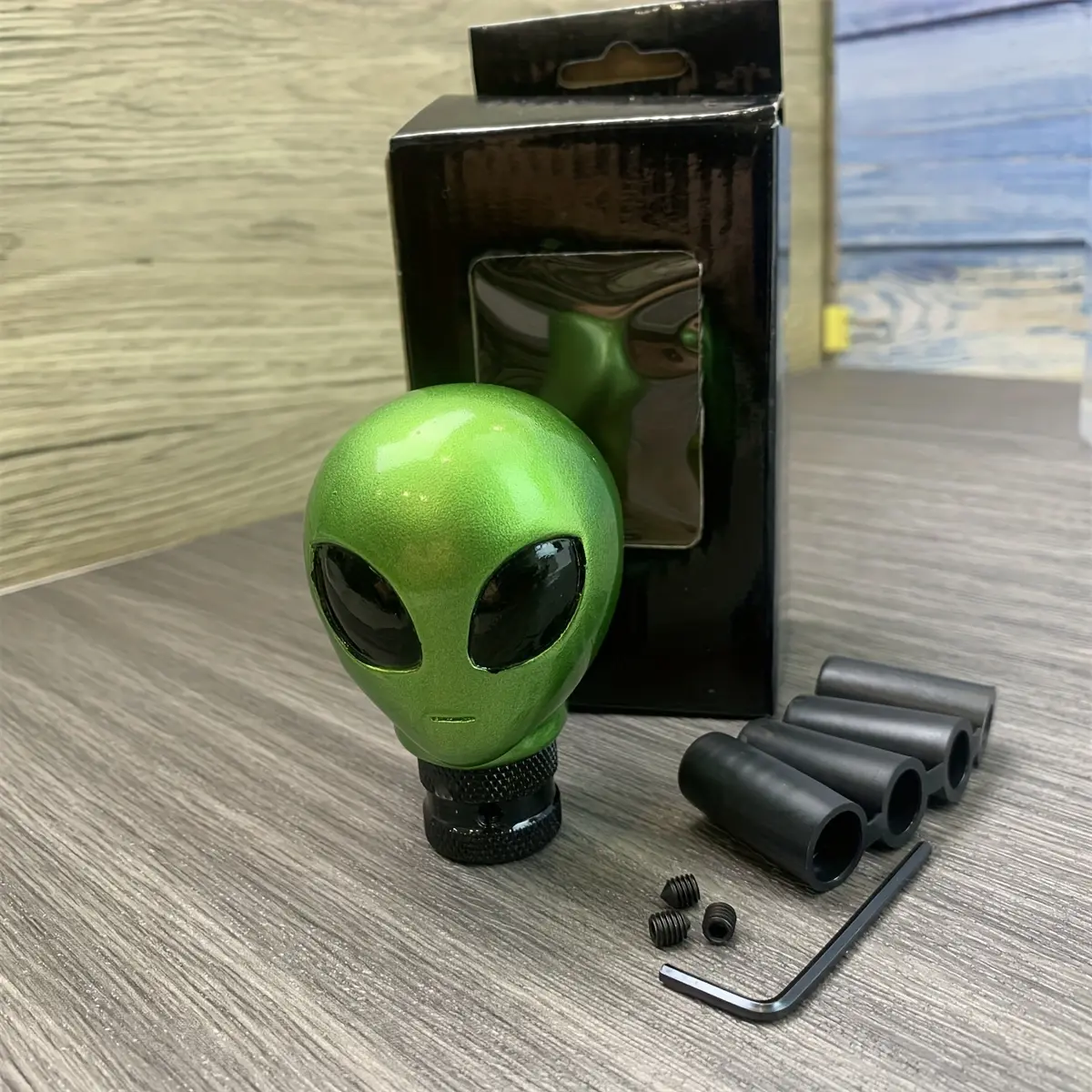 Alien JDM Racing Gear Shift Knob - Fit Manual Transmission Handle with Black Grips & Screws, Easy Install Car Interior Upgrade for Enhanced Driving Experience