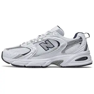 New Balance NB 530 Single Layer Spring Classic Retro Mesh Fabric Synthetic Leather Cushioned Durable Breathable Low-Top Running Shoes Unisex Silver-White D Width MR530SG