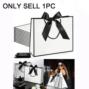 Leather Paper Gift Bag, Shopping Bag with Handles, Bowknot Decorated Handbag, Halloween Candy Bag, Large Capacity Bag, Gift Packaging