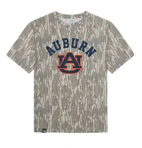 Mossy Oak Auburn A over U Letter Printing Original Bottomland Short Sleeve Camo Shirt,Original Stretchy T-Shirt for Men Women, 3D Camo Style T-Shirt, Fanmade Design