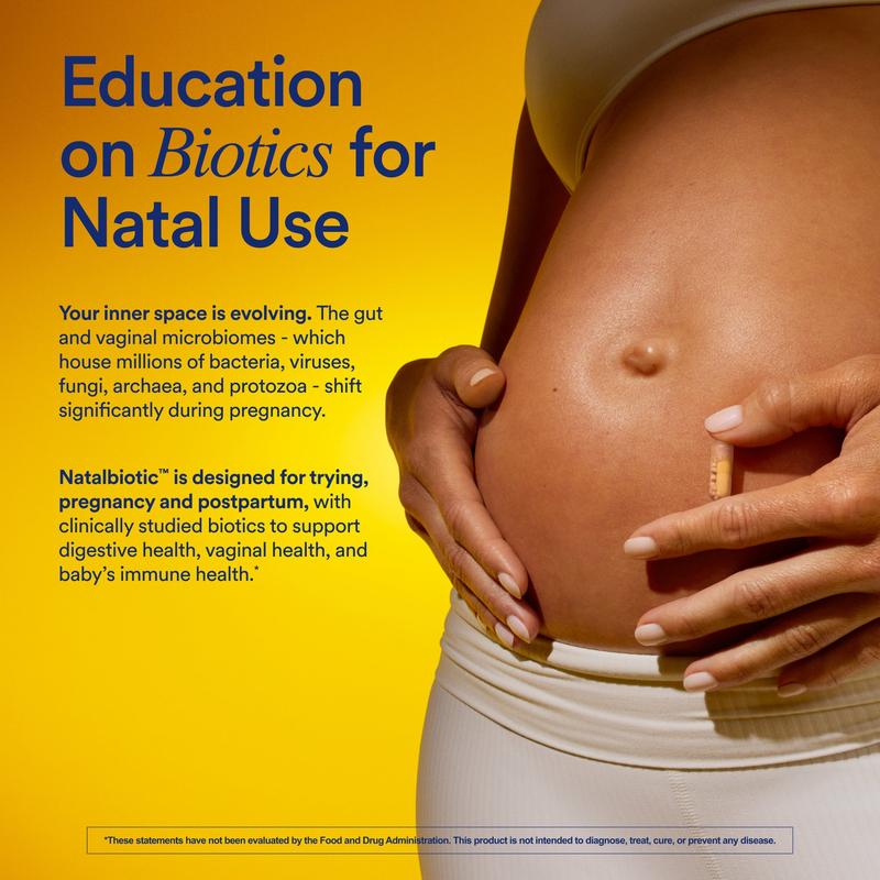 Ritual Natalbiotic™ Microbiome Support†* Biotics for Mom & Baby. Formulated to Support Digestive Health, Vaginal Health, and Baby’s Immune Health.* Designed with OB/GYNs‡. Non-GMO, Vegan, 30 Days.