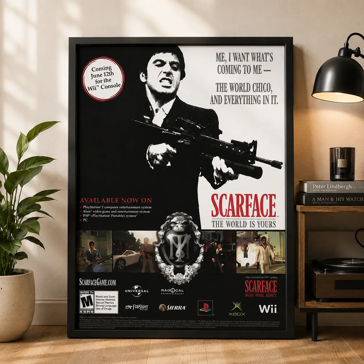 Scarface Wall Art Poster |   "The World Is Yours" Canvas for Bedroom, Office & Gaming Setup Homedecor