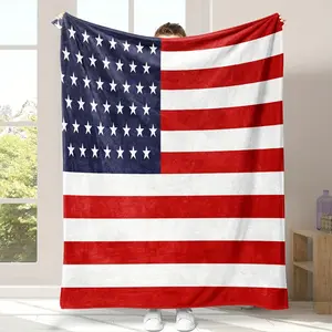 1pc US Flag Print Blanket, Soft Warm Throw Blanket Multi-purpose Blanket For Couch Sofa Bed Office Camping Travelling-280GSM
