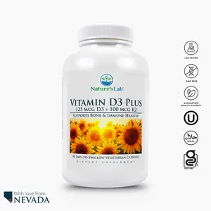 Vitamin D3 Plus 5000 IU – Bone, Immune & Muscle Support – 90 Capsules – High Potency D3 Supplement – Non-GMO, Gluten-Free, Made in USA