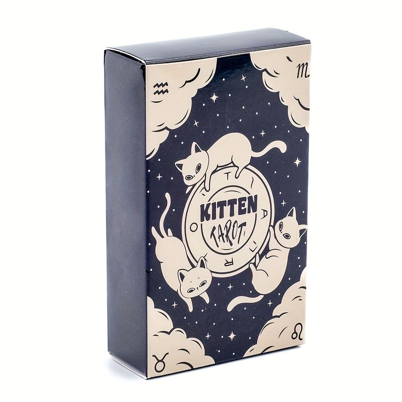 78-Card Playful Kitten Tarot Deck with Guidebook - Premium Paper Cat-Themed Tarot Cards for Divination, Collectible Games & Art Enthusiasts, Whimsical Feline Illustrations, Divination Tools, Spiritual Guidance, Cute Animal Theme, Sturdy Cardstock
