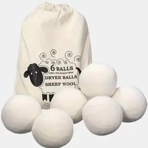 Wool Dryer Balls (6 Pack) 100% Organic New Zealand Wool, Reusable Natural Fabric Softener, Reduces Wrinkles, Static, and Drying Time, Eco-Friendly and Chemical-Free Laundry Solution for Sensitive Skin