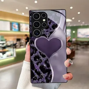 Purple Heart-Shaped Phone Case with Lens Protection, Compatible with Samsung Galaxy S26 S25 S24 S23 S22Pro S21 S20 Fe Plus Ultra Pro A56 A55 A54 A53 A52 A51 A36 A35 A34 A32 A26 A25 A24 A23 A16 A15 A14 A06 A05 A03s/Anti-Drop Tempered Glass Protective