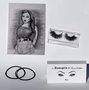 Miya Lashes Homegirls & Housewives Lashes Gata 100% Real Mink Eyelash Extensions 10-18mm Cruelty-Free Winged Style with Photo Card & Chola Bands