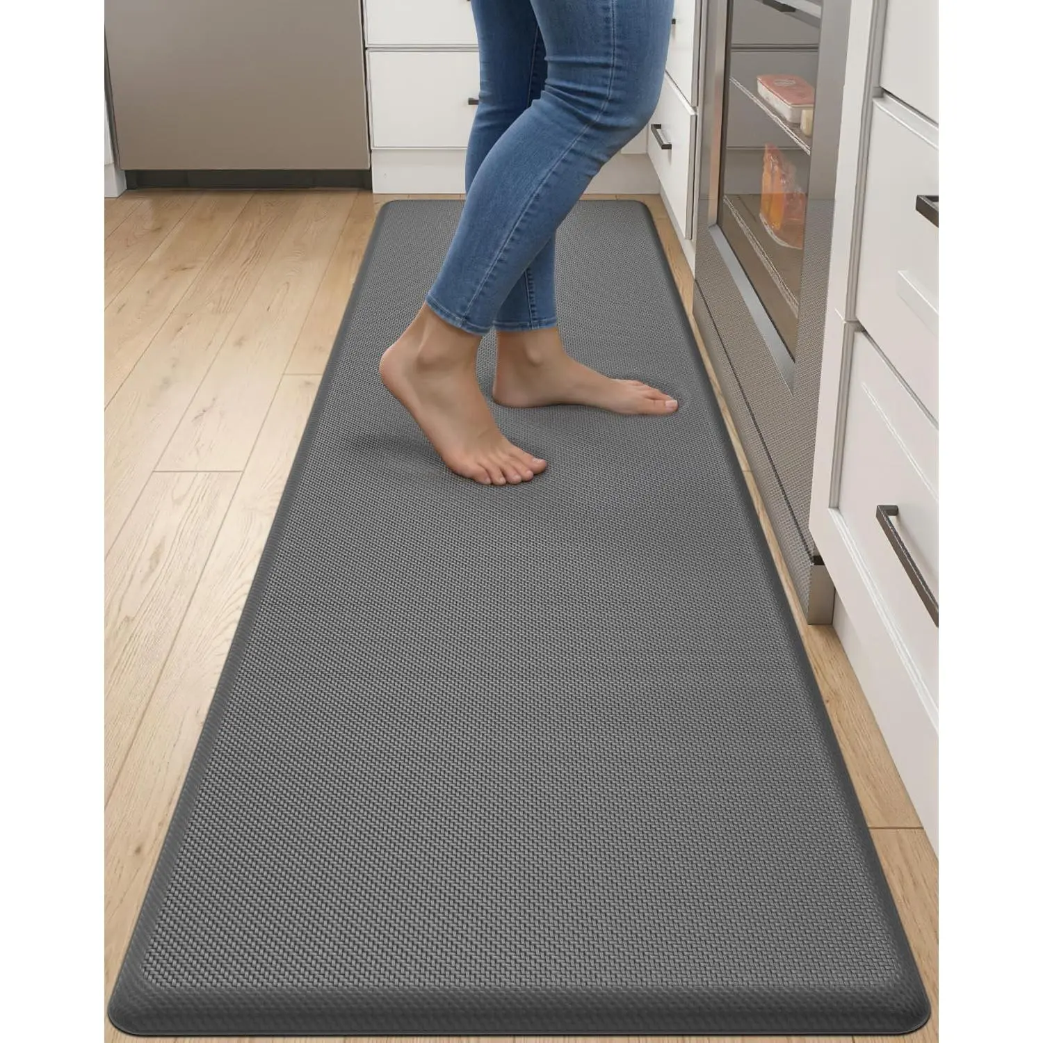 DEXI Kitchen Mat Cushioned Anti Fatigue, Extra Long Large Comfort Standing Floor Mats Waterproof, Memory Foam Antifatigue Runner Rug for Desk Office, Sink, Laundry, 70x20, Grey