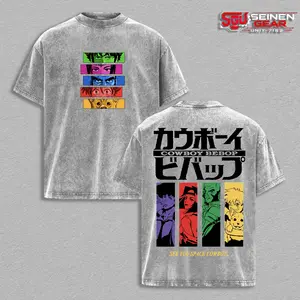 Cowboy Bebop Spike Spiegel Retro 90s T-Shirt – Vintage Washed Oversized Graphic Tee, Anime Streetwear Casual, Heavy Cotton Unisex Top, Jazz Aesthetic Style, Gift for Anime Fans