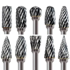 10pcs Tungsten Carbide Burr Set, Double Cut Alloy Steel Grinding Heads, Compatible with Dremel Rotary Tools, for Wood, Metal, Stone, Gemstone - Handheld & Welding Use, Assembly Required, Grinding Bits for Steel