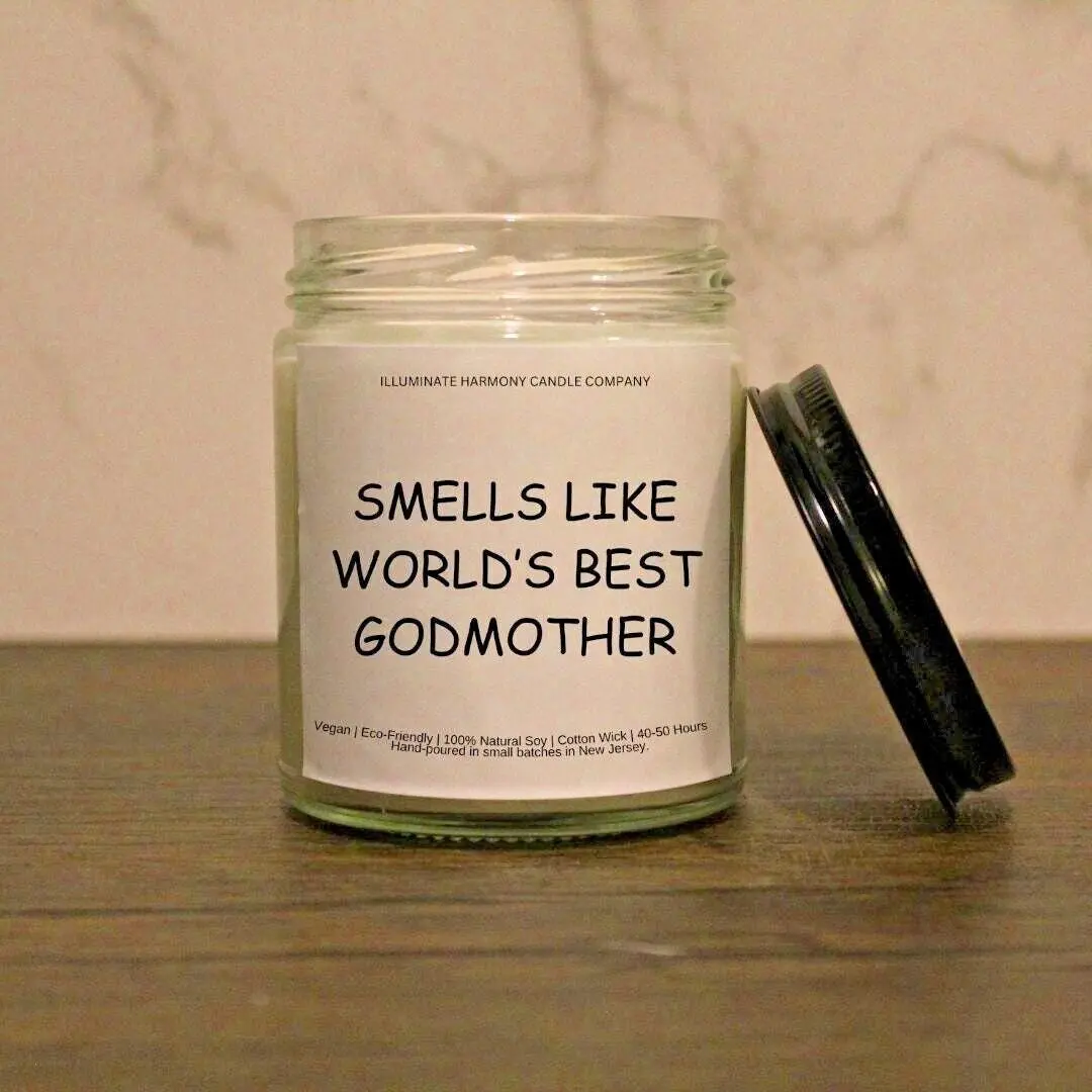 Smells Like World's Best Godmother Candle | Godmother Gift | Godmother Holiday Gift Idea | Godmother Proposal | Godmother Birthday Present