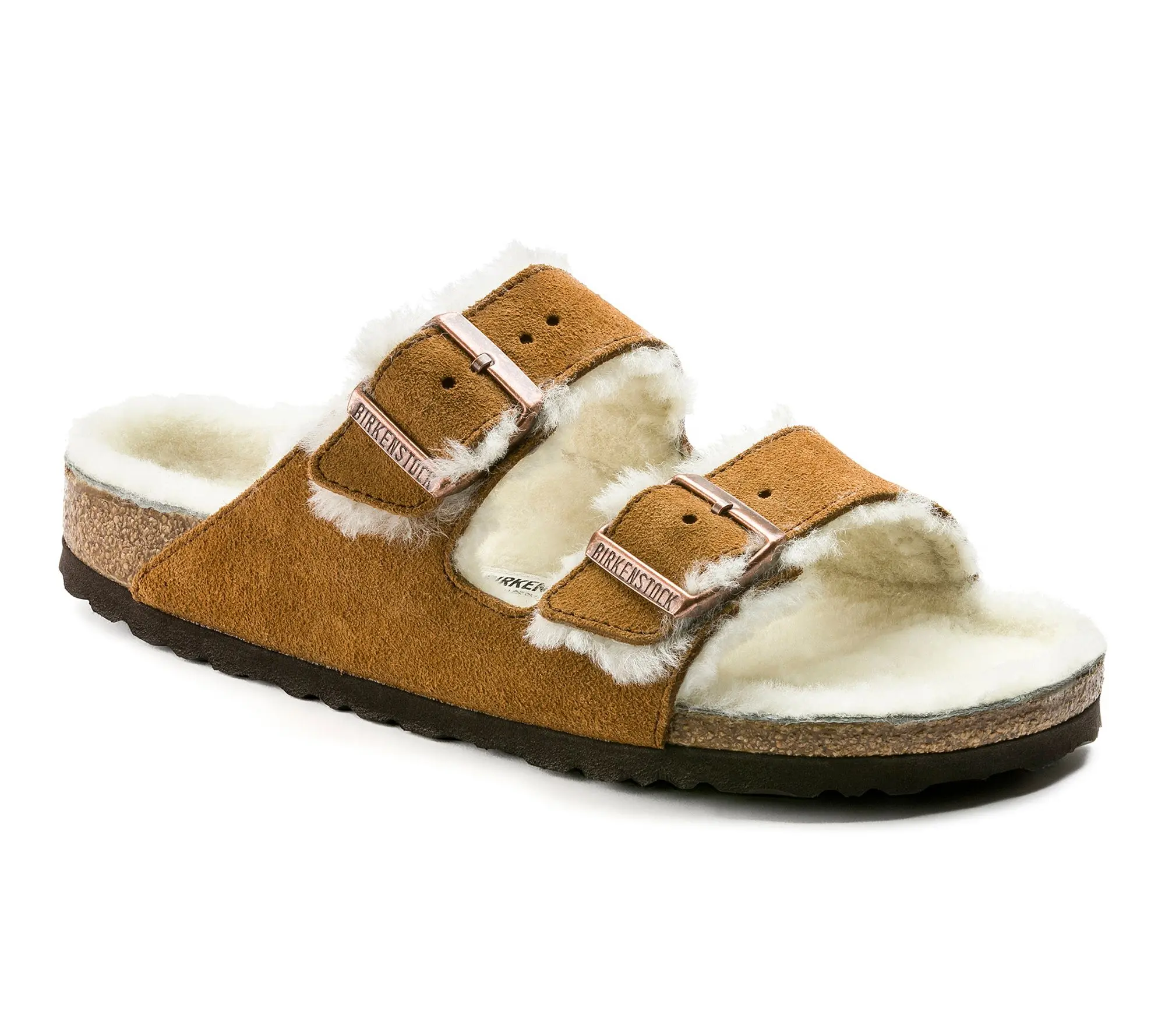 Birkenstock Shearling Two-Strap Slide Sandal - Arizona Birkenstock Shearling Two-Strap Slide Sandal - Arizona