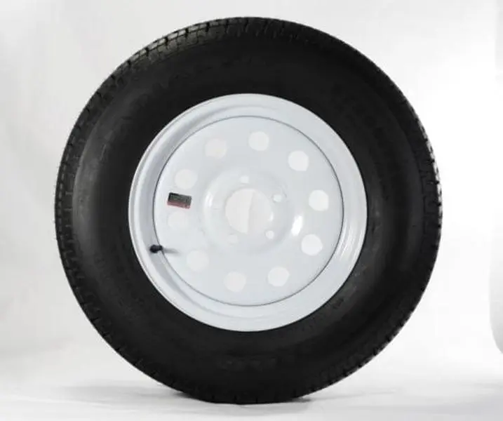 Americana AMW-32406 ST205-75R15 Radial Trailer Tire with 15 in. 5-Lug White Modular Wheel, High-Quality Modern Product, 1820 lbs Capacity