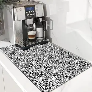 1 pc Geometric Pattern Coffee Pad - Quick-drying, Multifunctional Kitchen and Home Mat, Perfect for Espresso Machines and Valentine's Day Decoration, Coffee Bar Accessories