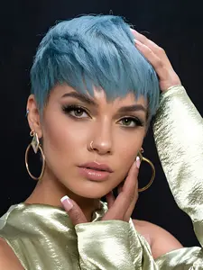 Gray Straight Short Pixie Cut Wig Human Hair Full Machine Made Hair Wig Fashion Accessory, Elegant Hairstyle, For Women