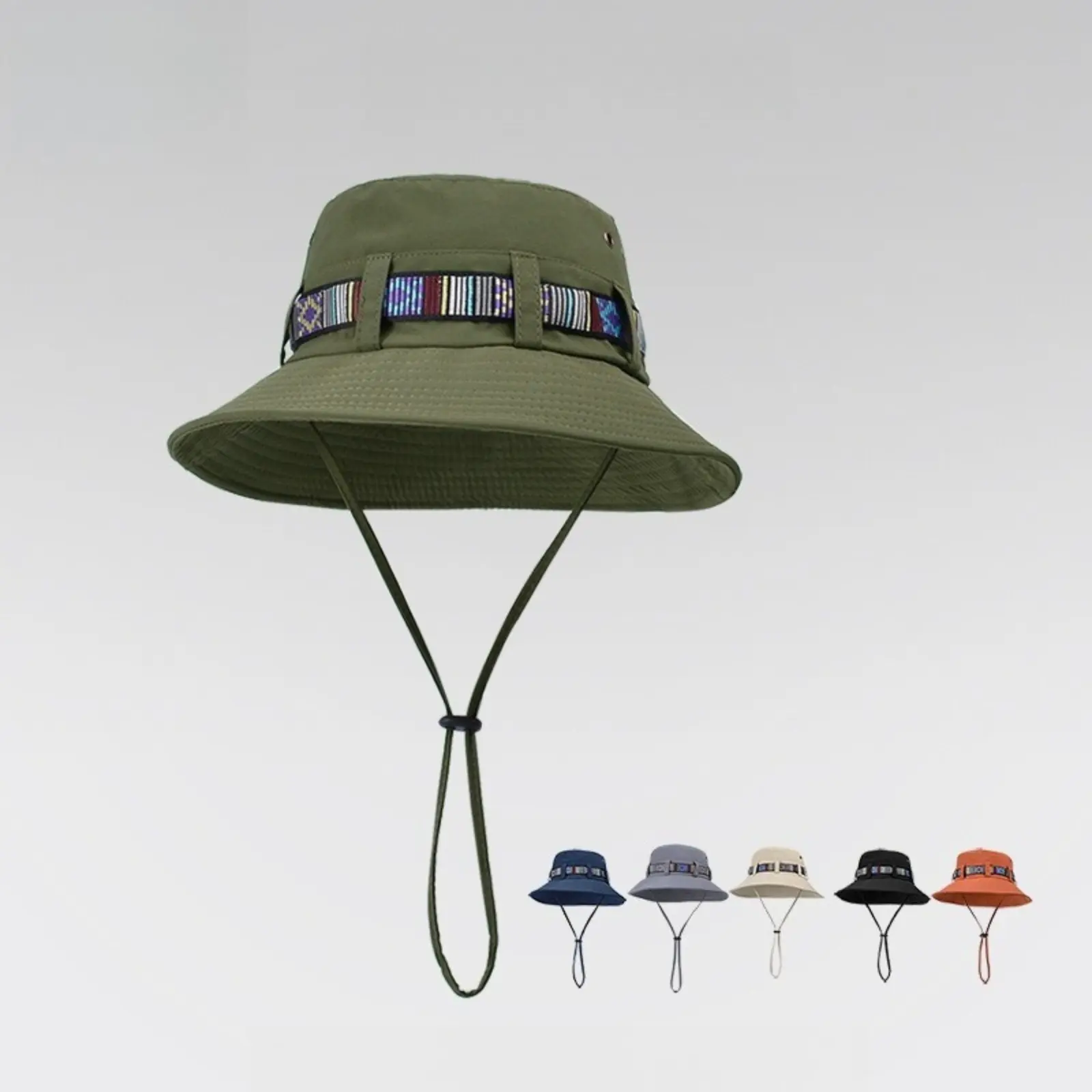 2026 New Spring/Summer Fashionable Ribbon Fisherman Hat for Men and Women, Outdoor Fishing and Hiking Hat, Wide Brim, Sun Protection Hat