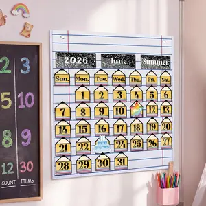 Back to School Workbook Calendar Pocket Chart with 82 Activity Cards, Classroom Learning Circle Time Tool, Teacher Daily Schedule Organizer for Homeschool Preschool Office Supplies
