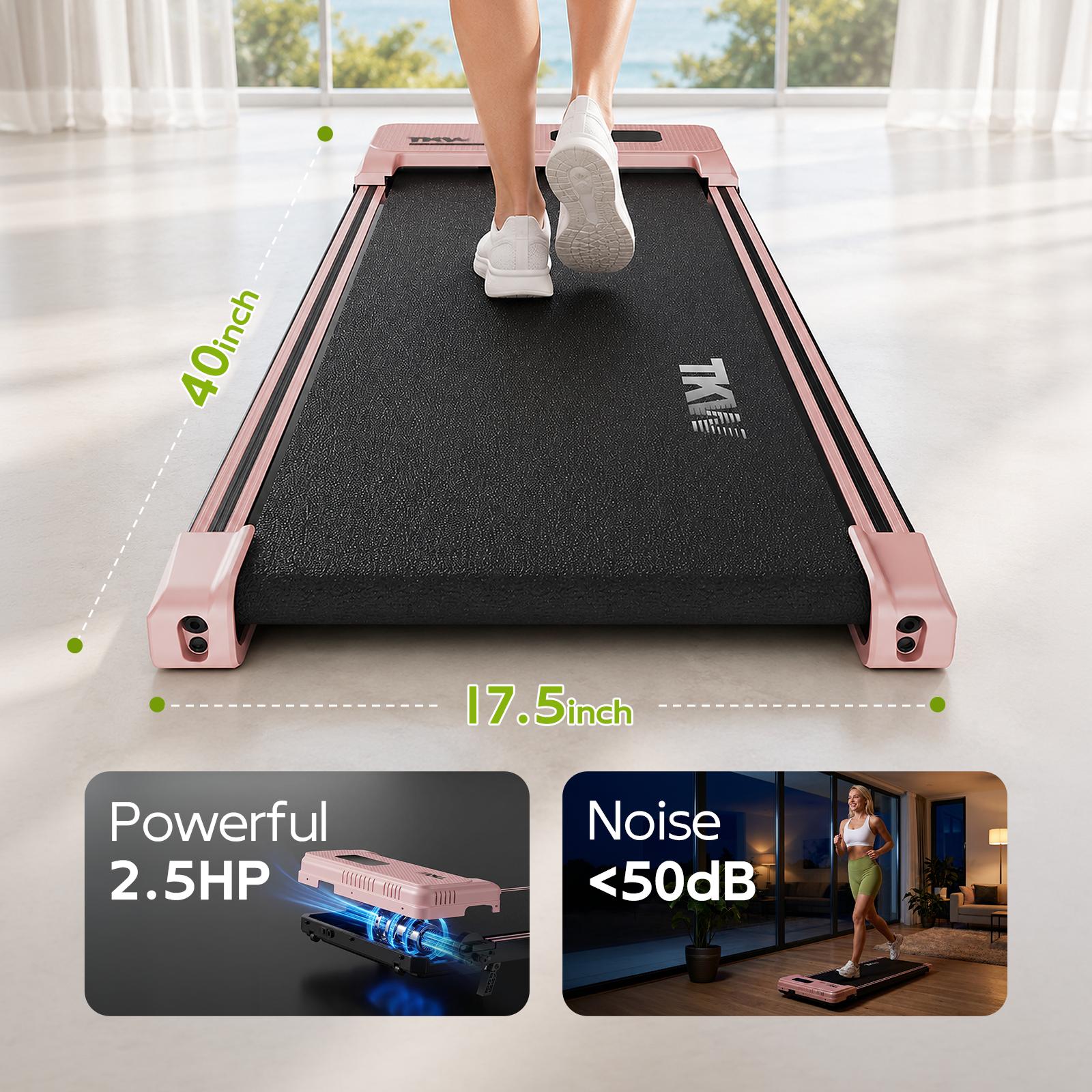 Compact Under Desk Walking Pad Treadmill - 5% Incline, Low Noise Motor, Portable Fitness Equipment for Home & Office Workout, Incline Walking Treadmill