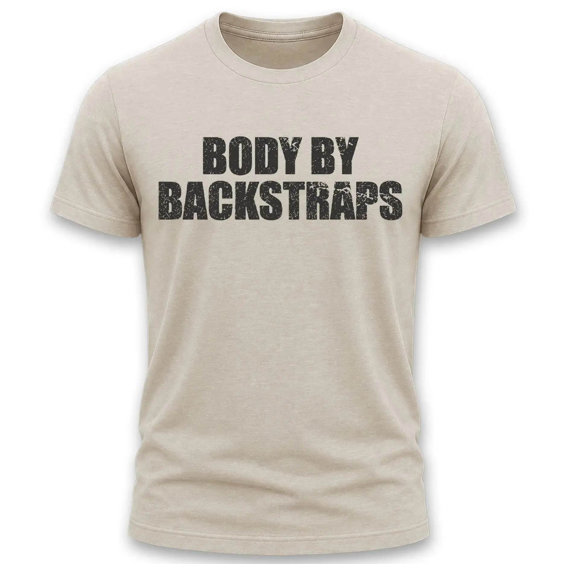 "Body By Backstraps" Men's Shirt, Hunting T-shirt, Crew Bowhunting Shirt, Deer Skull Archery Tee, Archery Tactical Gear, Unisex Short Sleeve Casual 100%, Outdoor Gift For Men, Made In USA.