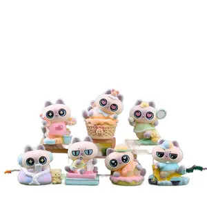 Emotional Siamese Cat's Daily Blind Box Flocked Desktop Ornament Car Decoration Gift for Girls