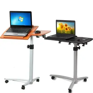 Laptop Rolling Desk Adjustable Tilt Stand Portable Caster Cart Bed Side Table