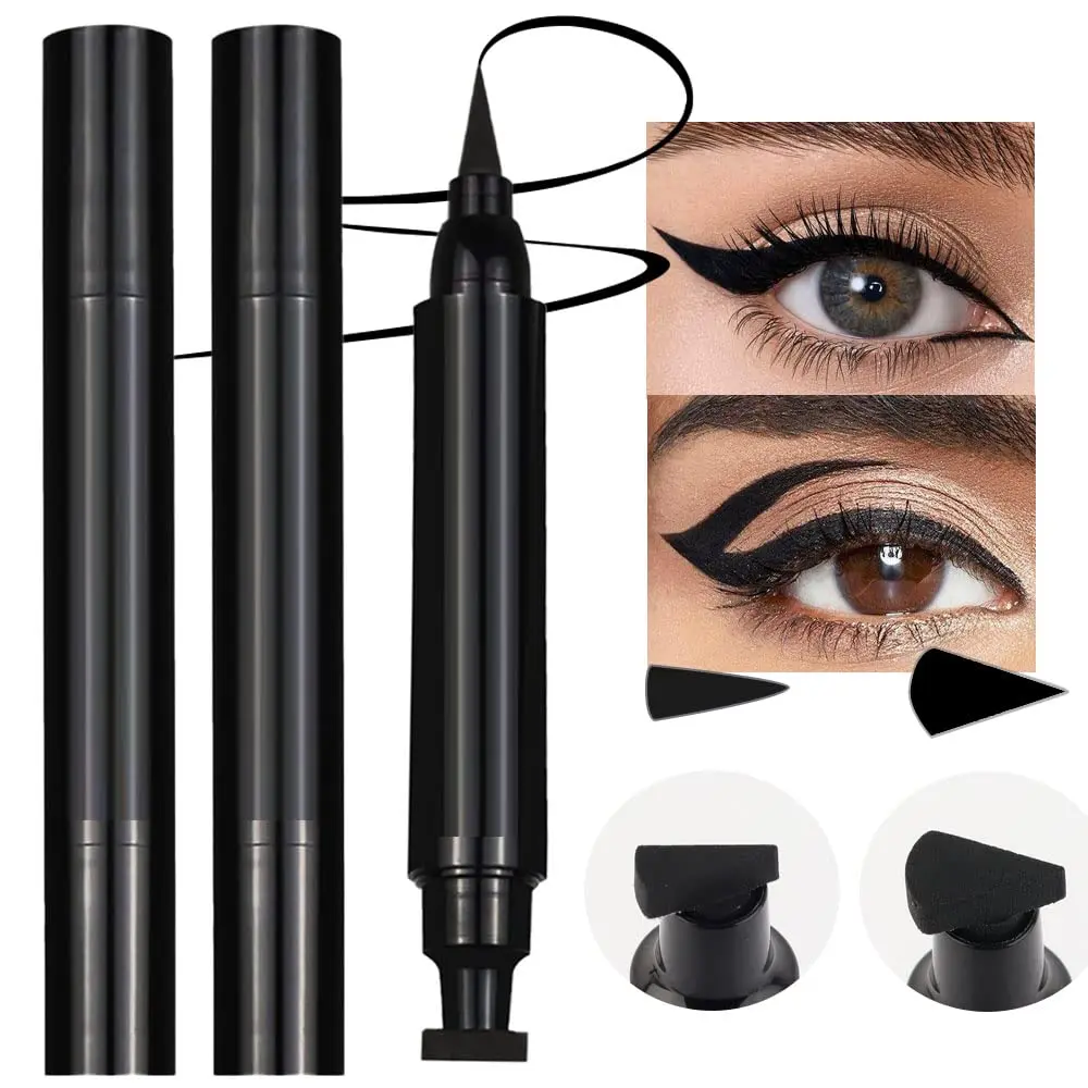 Black Eyeliner and Wing Stamp Set Big Small Winged Eyeliners Stamps Cat Eye Liner Stamp Stencils Tool for Women All Eye Shapes Waterproof delineador de ojos a prueba de agua contra el agua