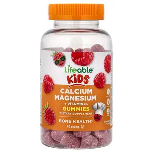 Lifeable Kids Calcium Magnesium + Vitamin D3 Gummies, Raspberry, 90 Gummies