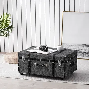 Texture Brand Storage Trunk - Black Threaded White