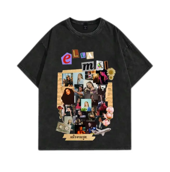 Youth and Adult Retro Ella Mai Music Graphic T-Shirt, Classic R&B Fan Tee, Vintage Hip Hop Style Unisex Shirt