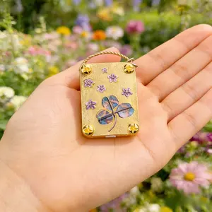 Mini Gold-Plated Flower Press with Clover Design | Handcrafted Miniature Floral Press Kit for Nature Walks, Garden Collecting & Botanical Art