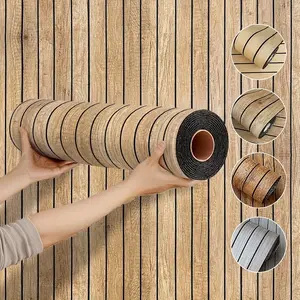 1 roll 3D wood grain self-adhesive wall sticker relief wall panel, 15.75in x 110.2in roll, easy to cut and paste, wood grain surface, matte effect, thickness 2.8mm/0.11in, suitable for bedroom, living room, ceiling restaurant, TV background wall, wood wal