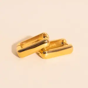 Chunky Rounded Rectangle Huggie Hoop Earrings