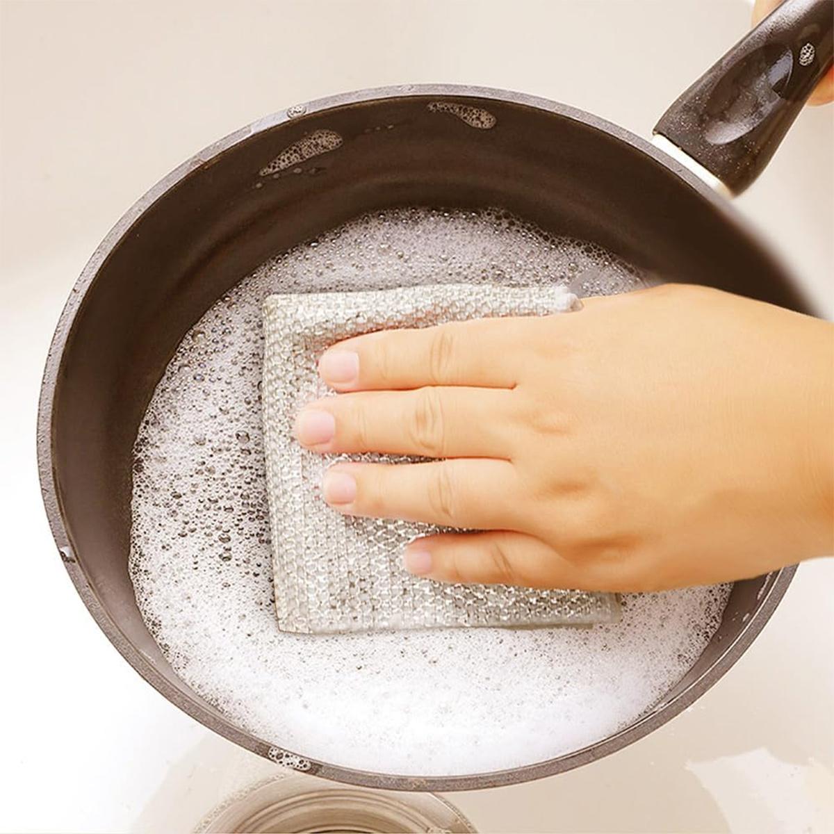 12PCS Steel Wire Dishcloth Set, Non-Scratch Dual-Layer Cleaning Rags, Heavy Duty Kitchen Scrubber for Cookware, Sinks, Dishes & Stove Tops, Multi-Purpose Durable Cleaning Pads for Kitchen & Bathroom