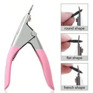 1 Pc Fake Nail Cutter Professional Stainless Nail Clippers Straight Edge Acrylic Nail Art Clipper Tips Nail Care Manicure Cutter Guillotine Cut False Nails pink