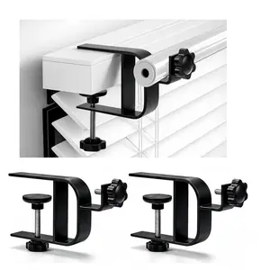 Inside Mount Curtain Rod Bracket for Blinds, No Drill Blind Adapter, Easy 1-Min Tool-Free Install, No Wall , Adjustable 0.8-2.2" Headrail, Fits 1" Rod, for Apartments & Rentals, Black, 2 Pack